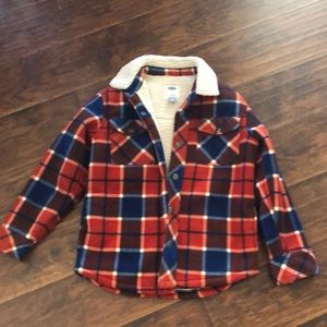 Boys large size 10/12 Sherpa lined flannel jacket.